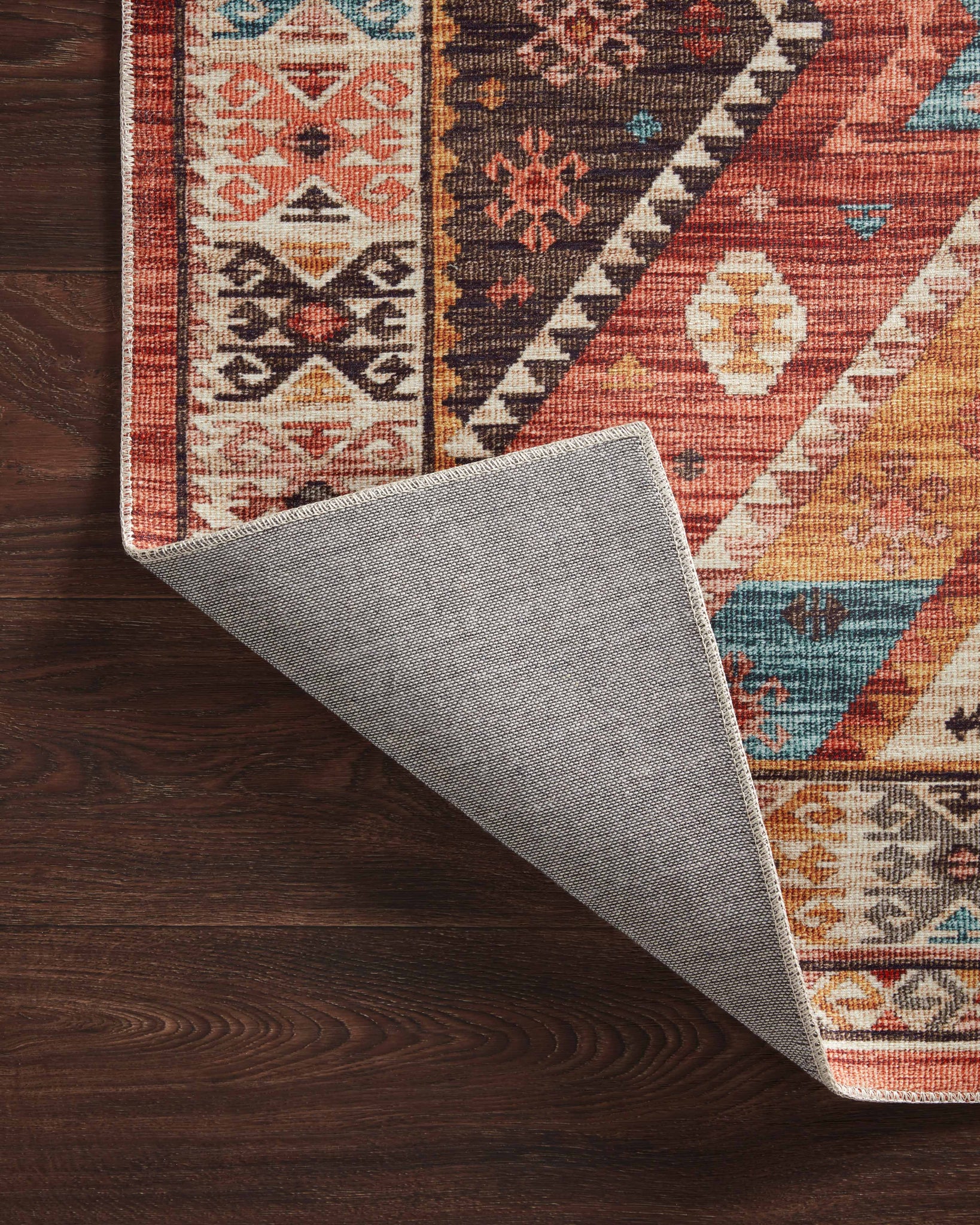 Zion Red / Multi - Corner on Wood Flipped (V)