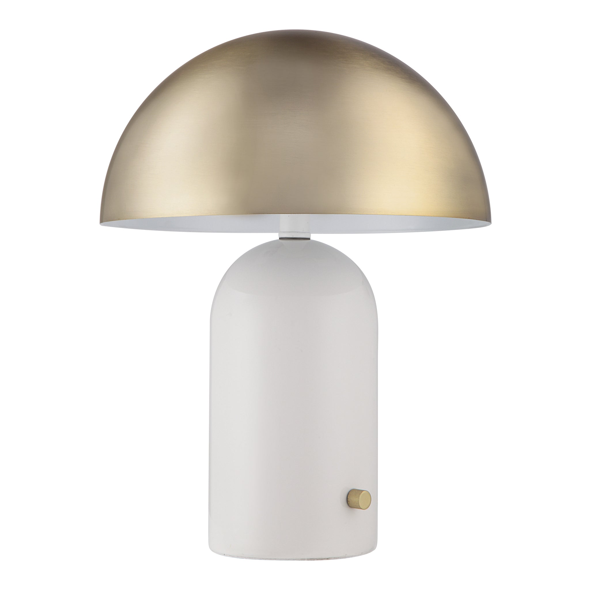 Solero Table Lamp featuring a gold dome and white base