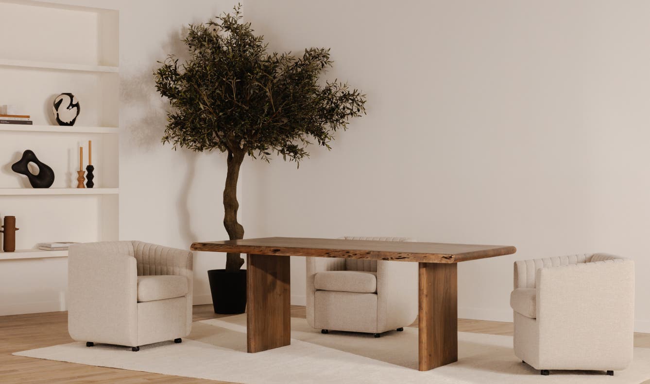 angle view of Lila Small Dining Table Brown luxury Table