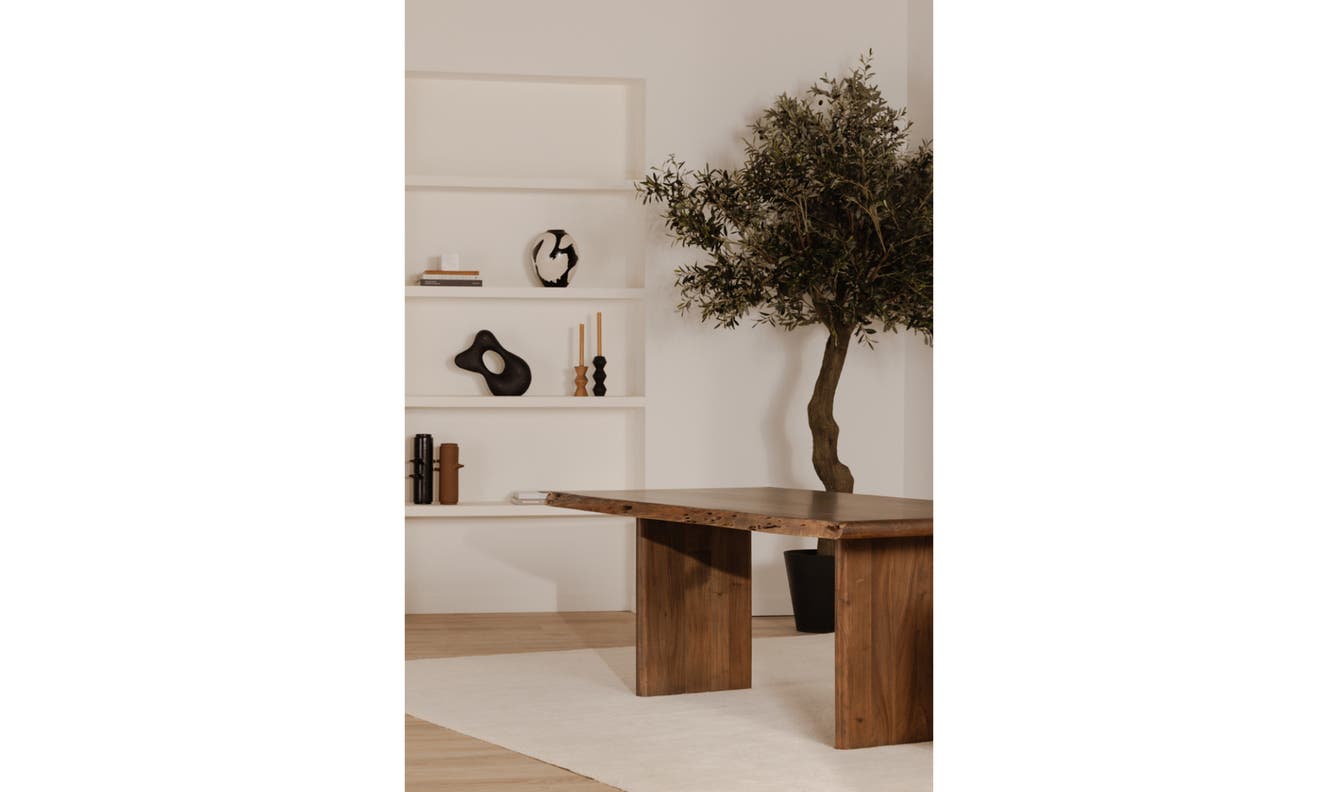lifestyle view of Lila Small Dining Table Brown luxury Table