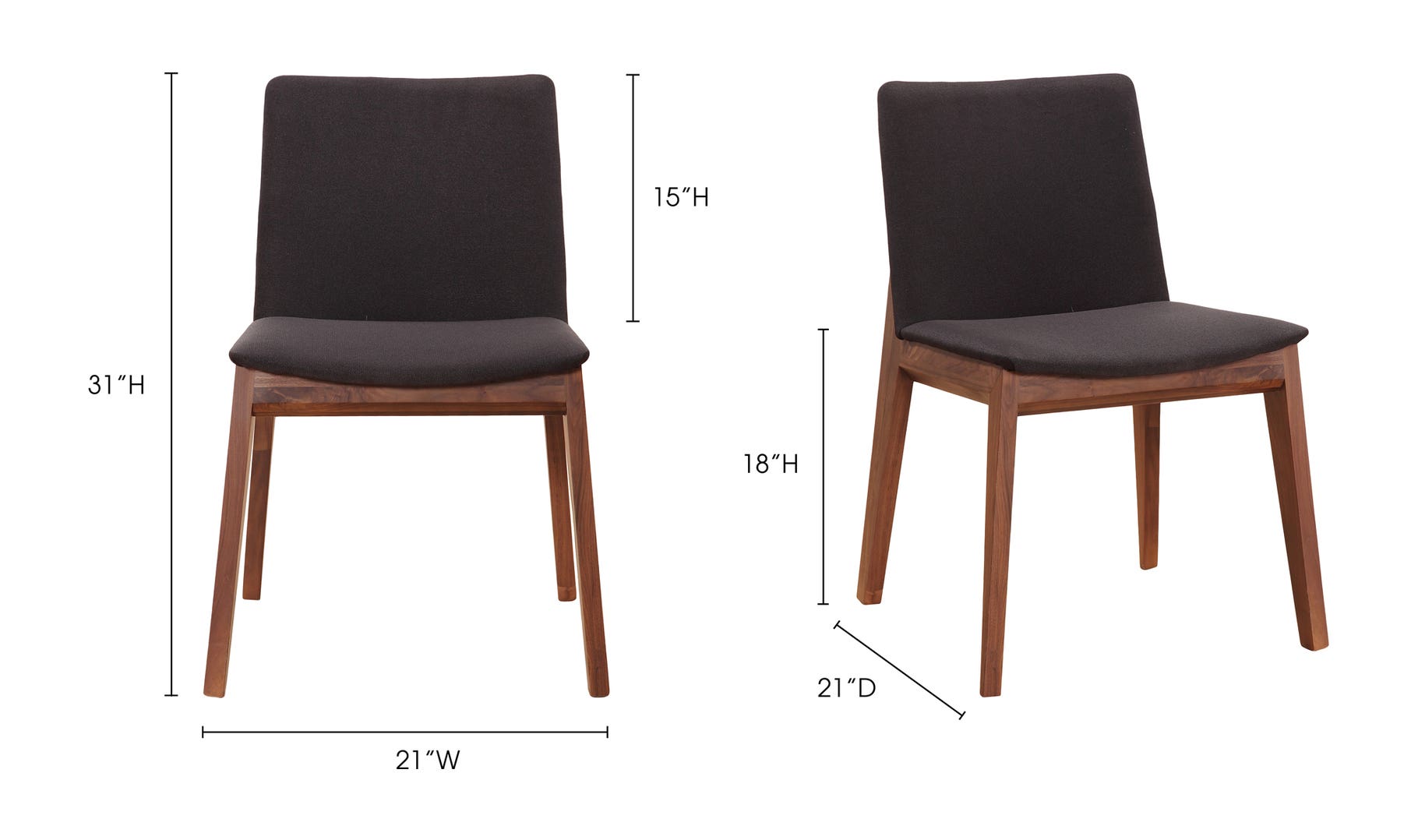 Chaise de salle à manger Deco noire (lot de deux)