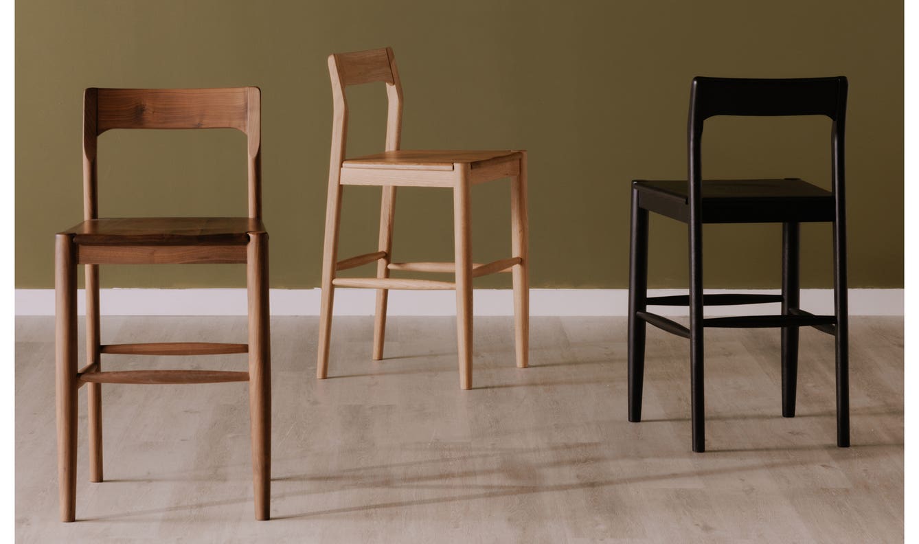angle view of Owing Barstool Natural Oak luxury Chair