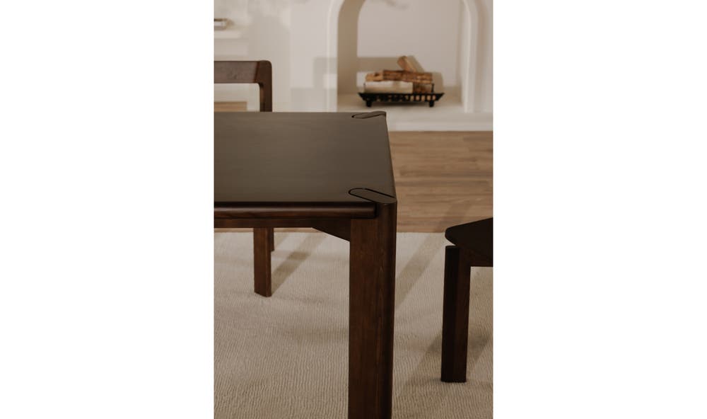 side view of Daifuku Dining Table Large Walnut Stained Ash luxury Kitchen & Dining Room Table