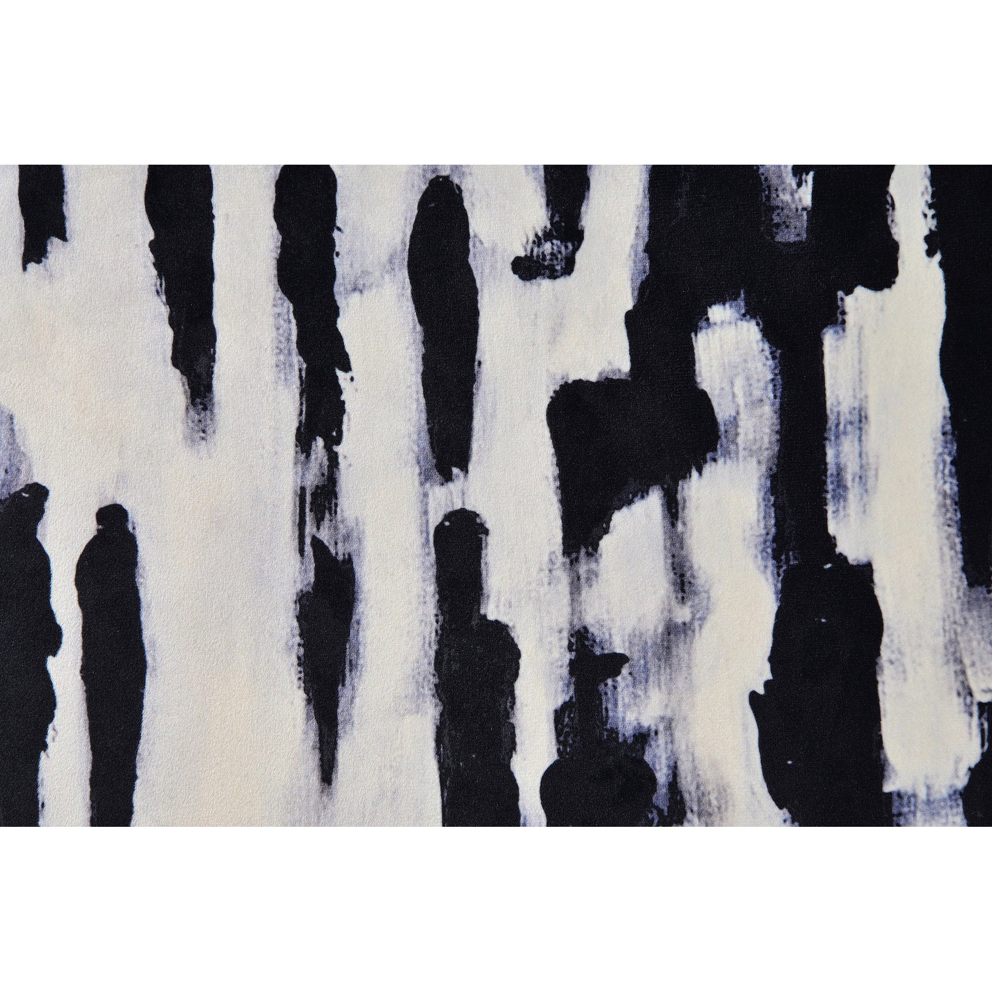 Close-up of Markat Indoor Pillow showcasing black and white brushstroke details.