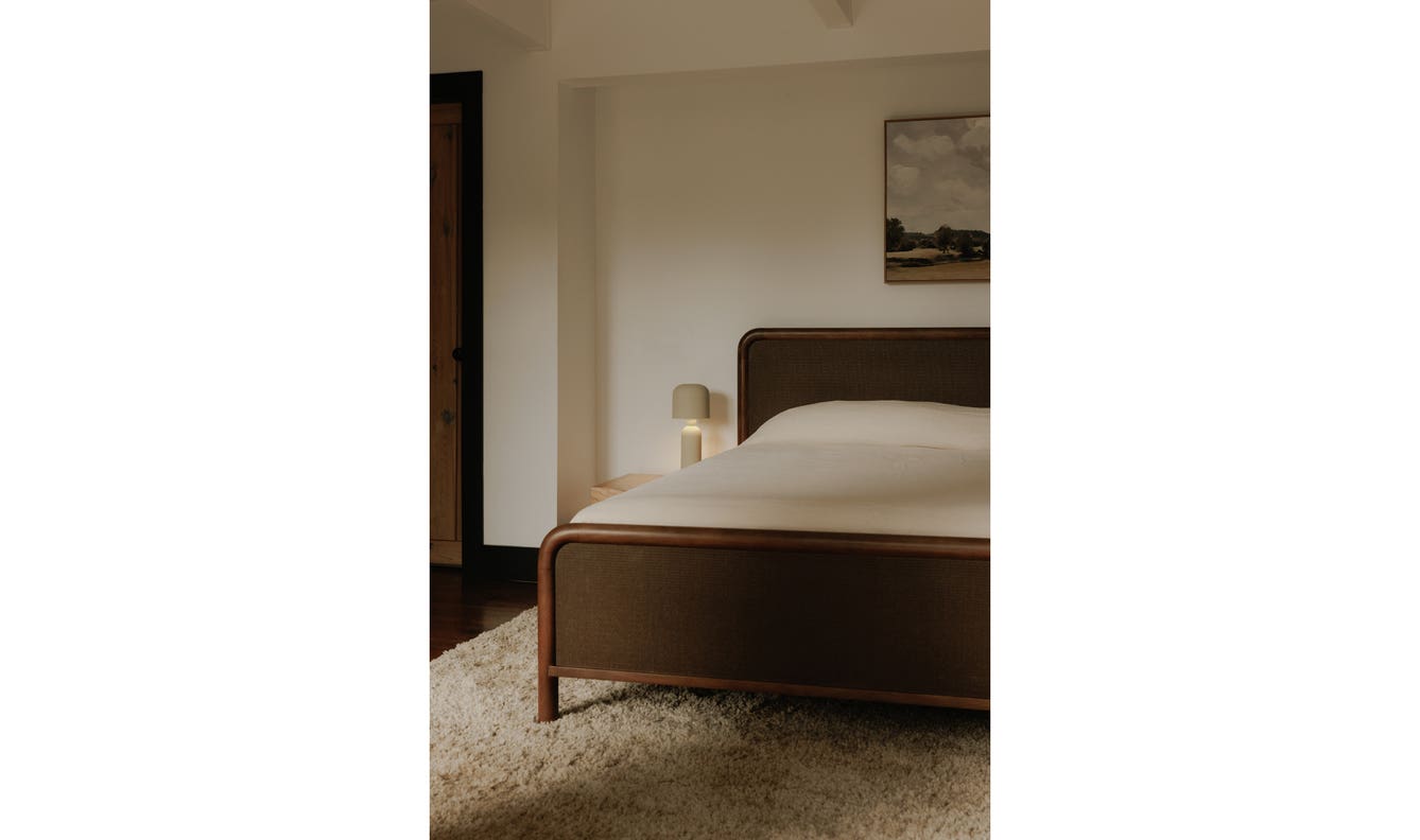 side view of Rye King Bed Warm Brown luxury Beds & Bed Fram