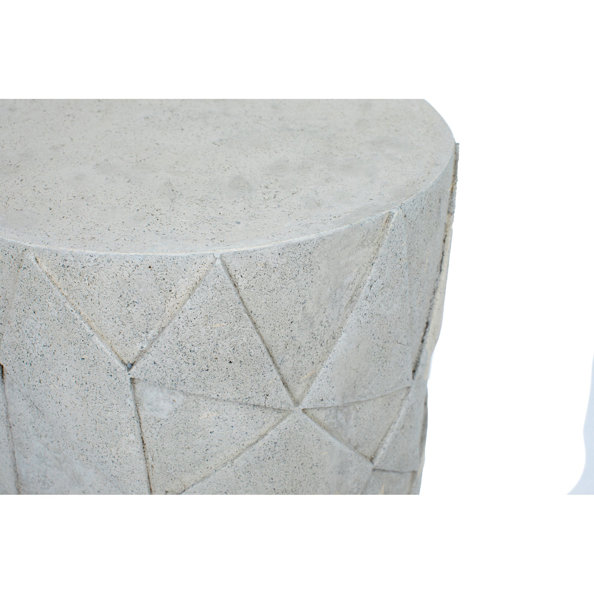 Nodin Side Table top view showcasing smooth light gray concrete surface
