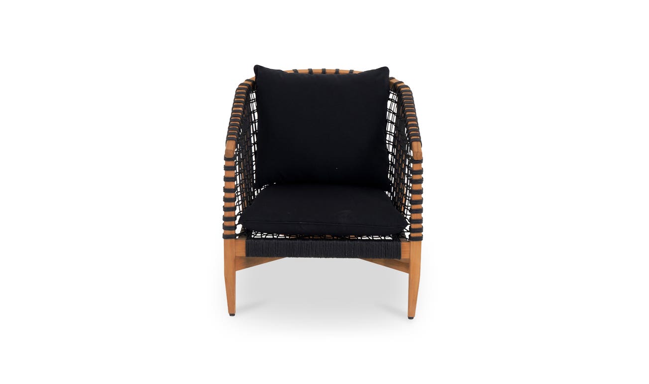 front view of Kuna Outdoor Lounge Chair Black luxury Chair
