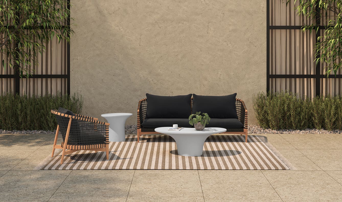 angle view of Kuna Outdoor Sofa Black luxury Chair
