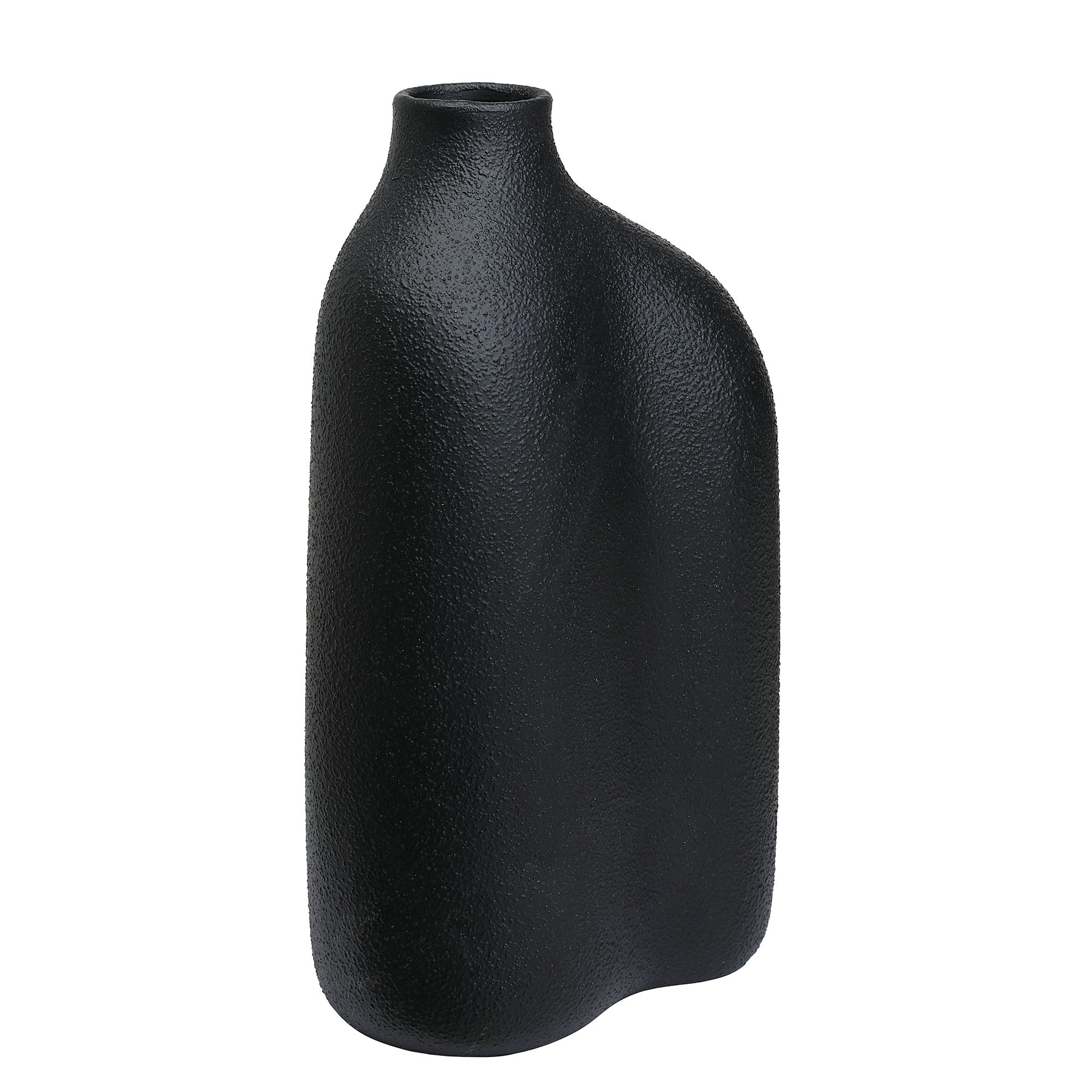 Challenger Vase by Renwil, black textured vase with a distinctive wavy design.