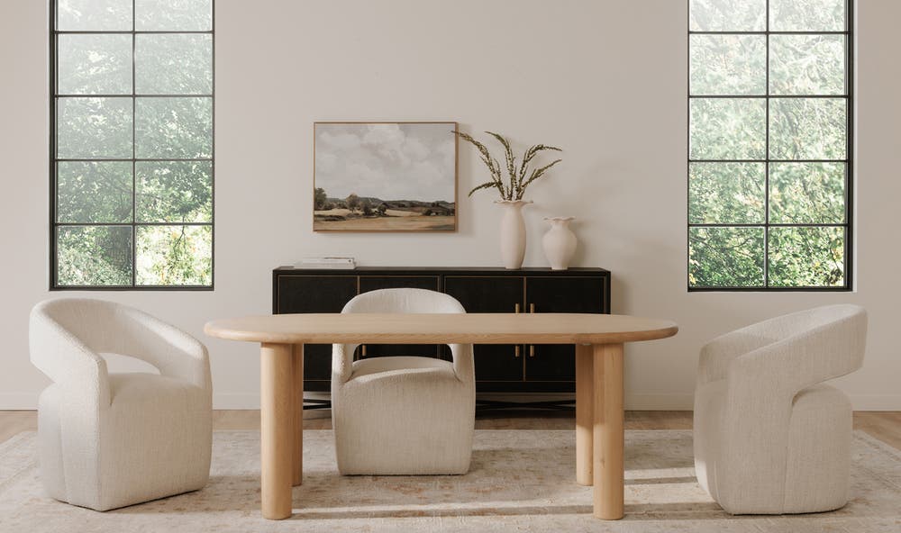 angle view of Milo Small Dining Table Oak luxury Table