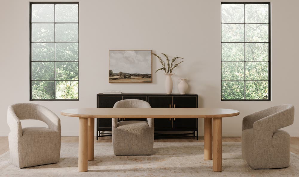 angle view of Milo Large Dining Table Oak luxury Table