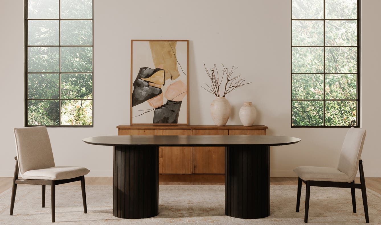 angle view of Povera Dining Table Black luxury Table