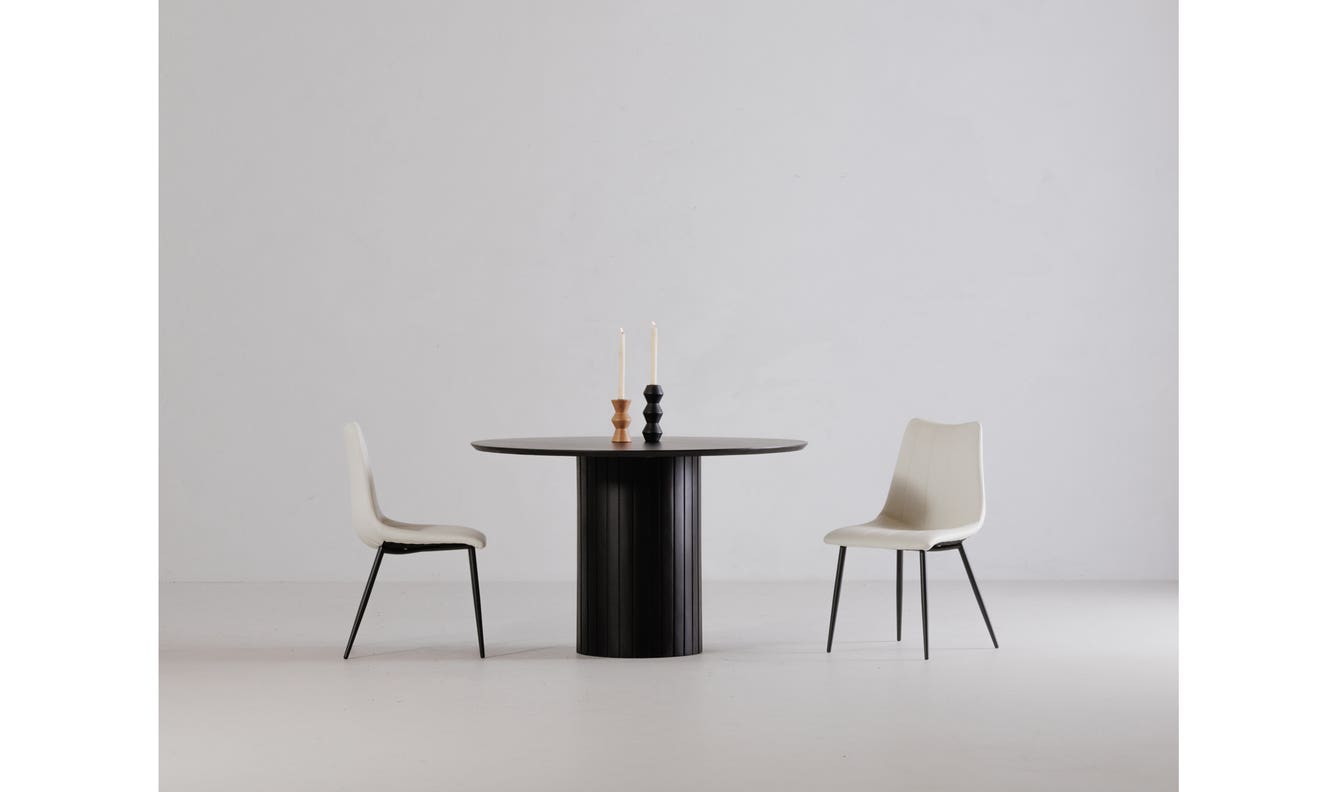 angle view of Povera Round Dining Table Black luxury Table