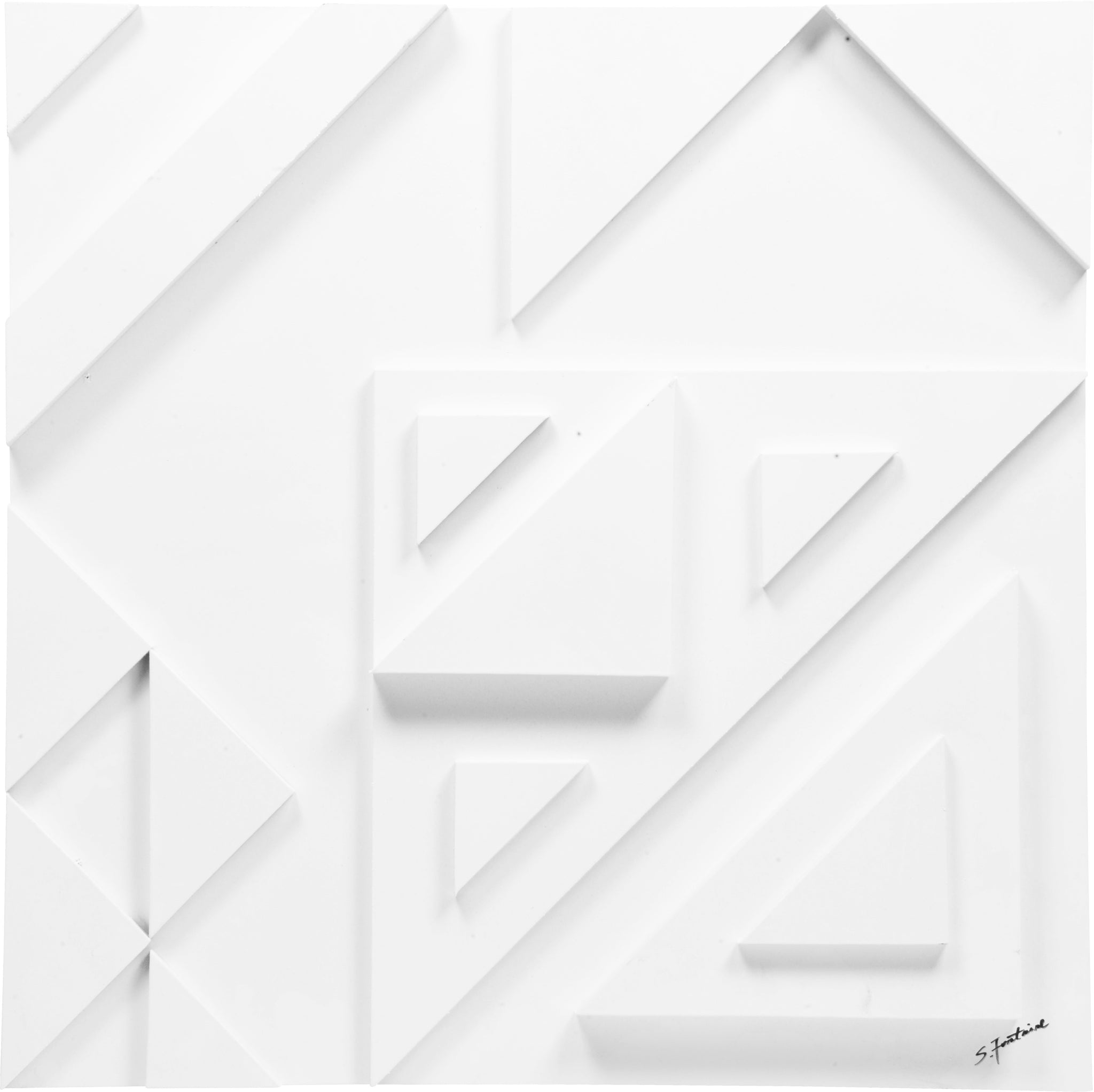 Vector III Wall Art in white featuring geometric shapes and layered textures.