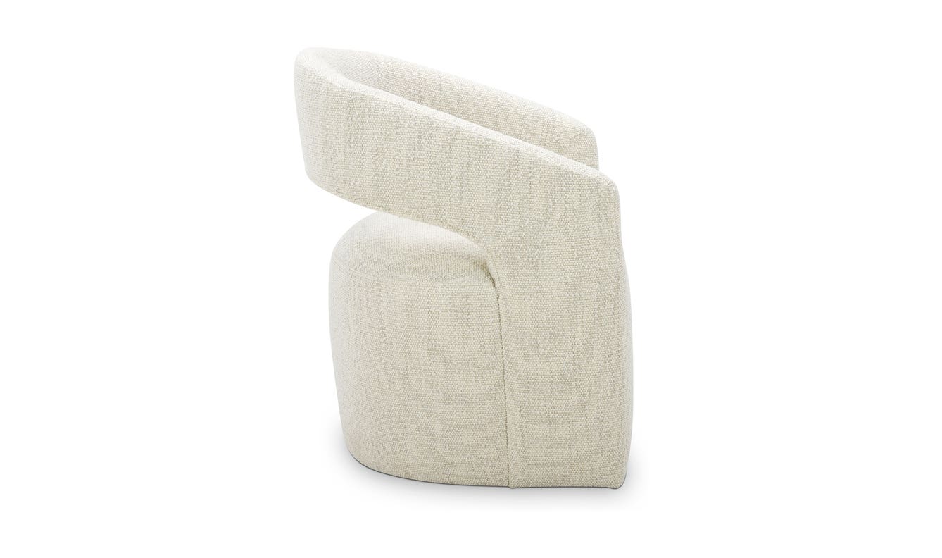 lifestyle view of Barrow Rolling Dining Chair White Mist luxury Chair