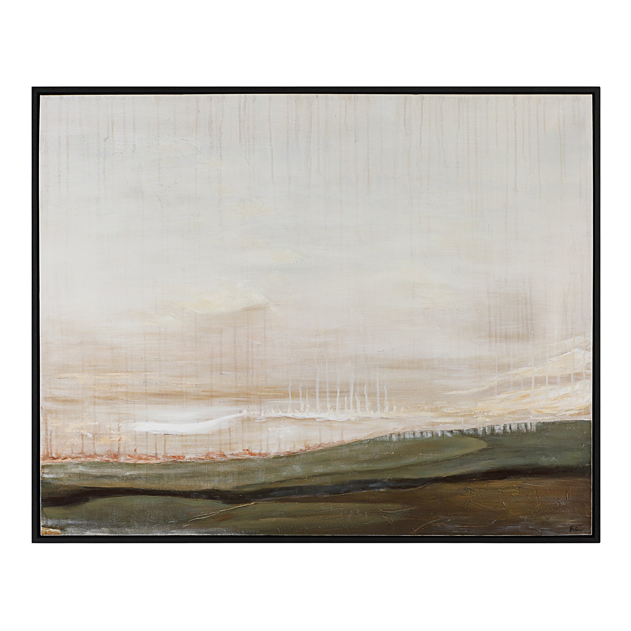 Mackay Canvas Art featuring abstract landscape in soft beige and green tones