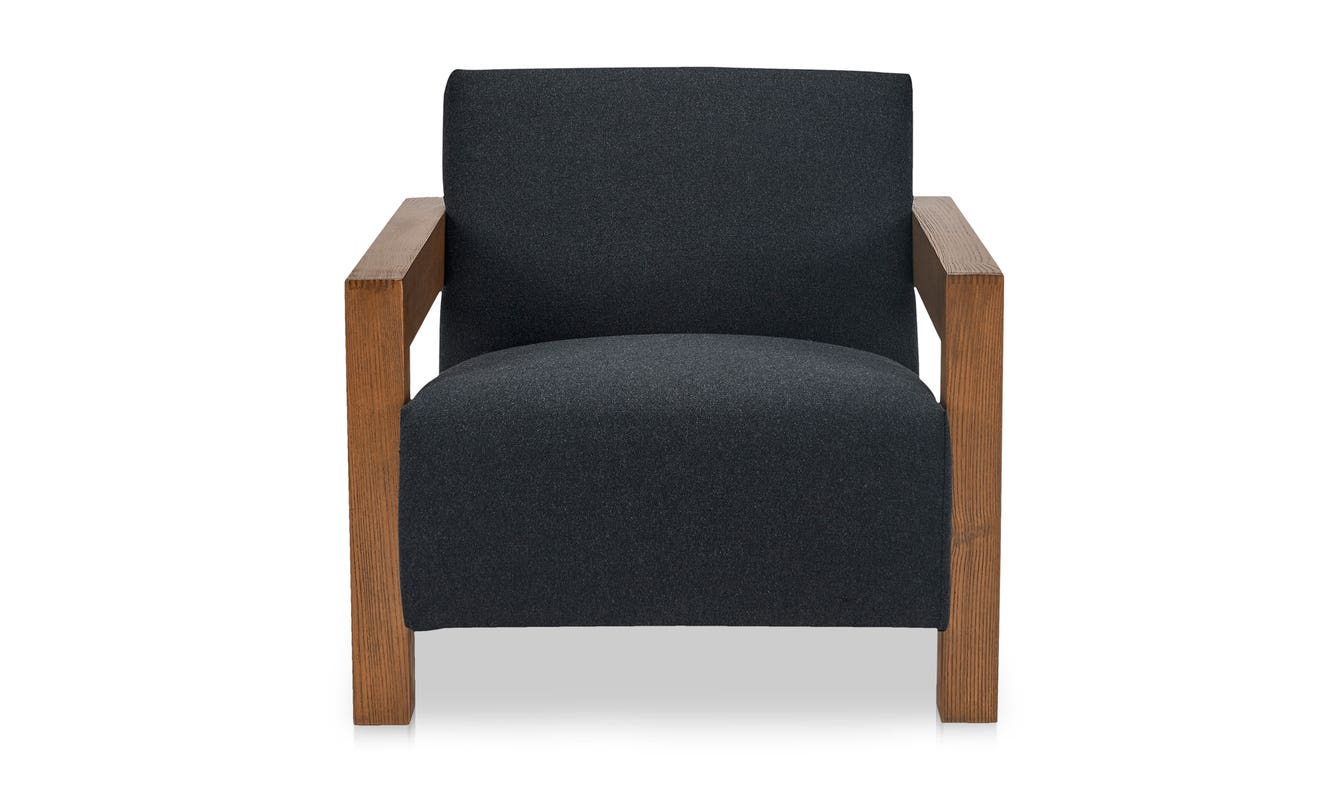 front view of Garnet Lounge Chair Charcoal Wool Blend luxury Chair
