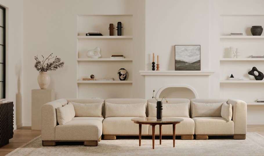 angle view of June Sofa Oatmeal luxury Sofa