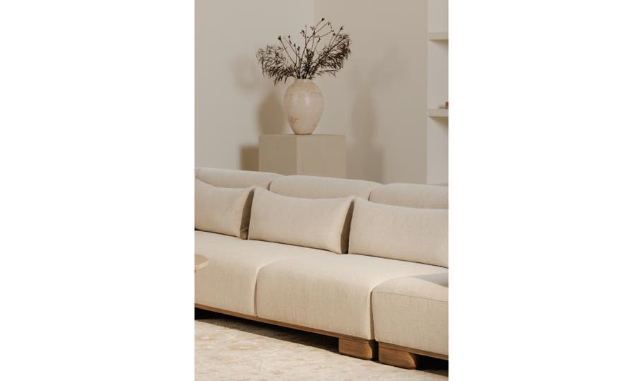 lifestyle view of June Sofa Oatmeal luxury Sofa