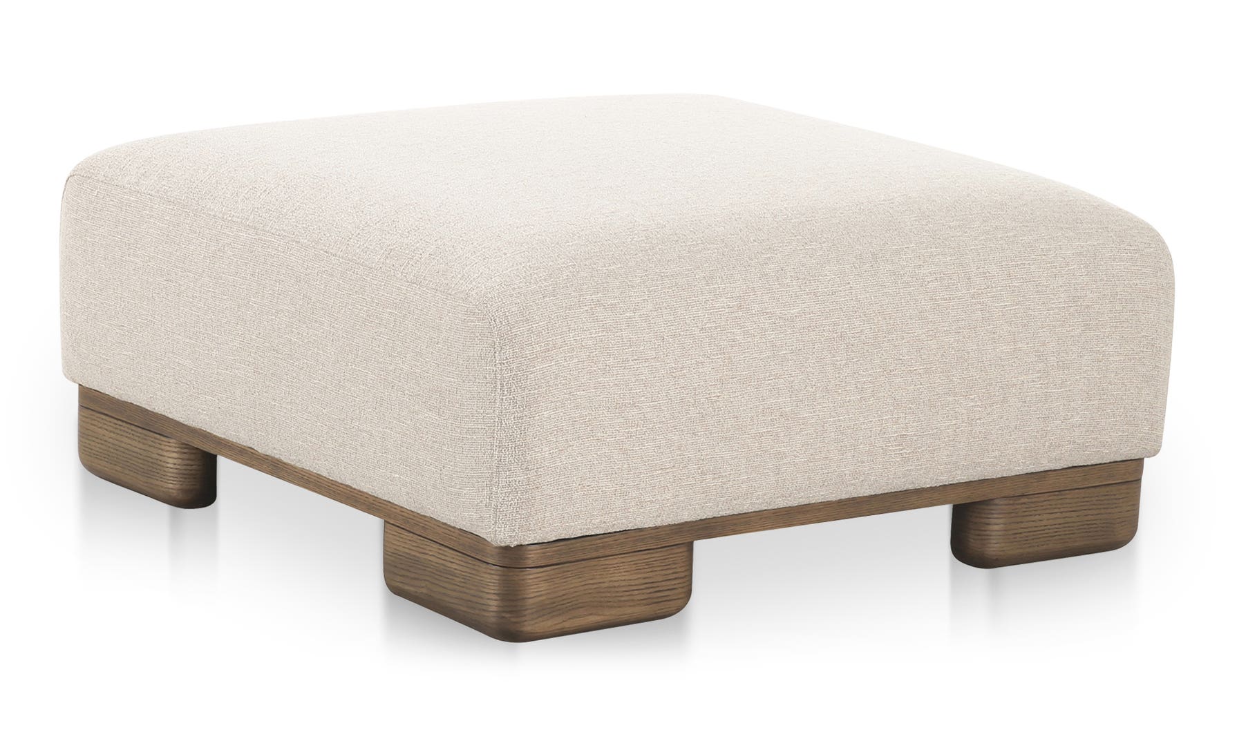 angle view of June Ottoman Oatmeal luxury Ottoman