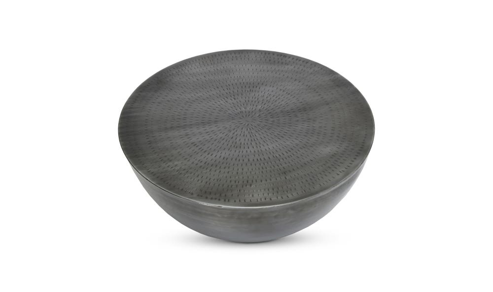 side view of Conga Coffee Table Antique Nickel luxury Coffee Table