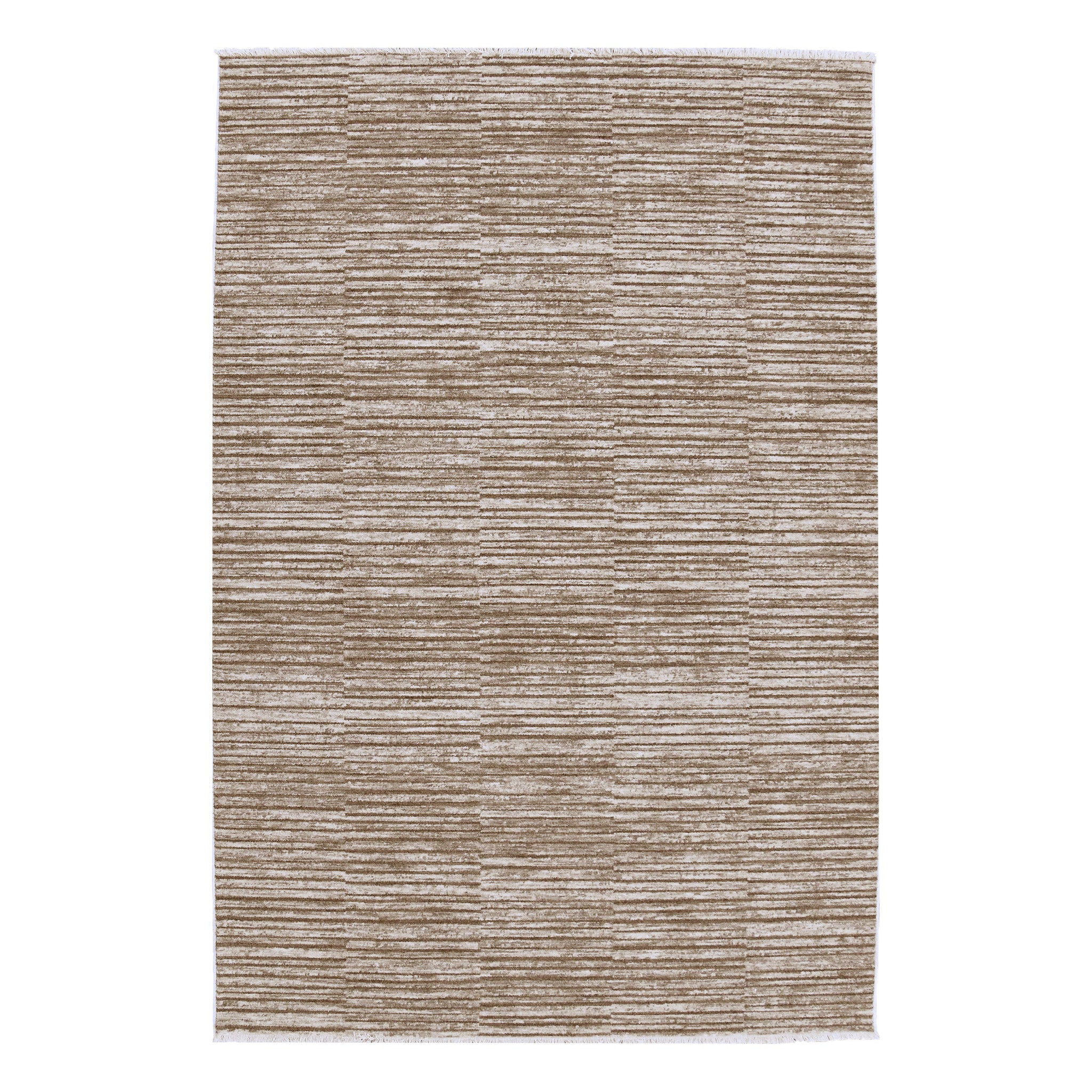 Blake rug by Renwil in beige with textured stripe pattern, flat view.