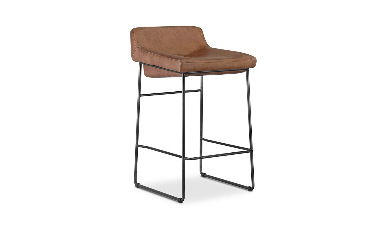 lifestyle view of Starlet Counter Stool Open Road Brown Leather - Set Of Two luxury Chair