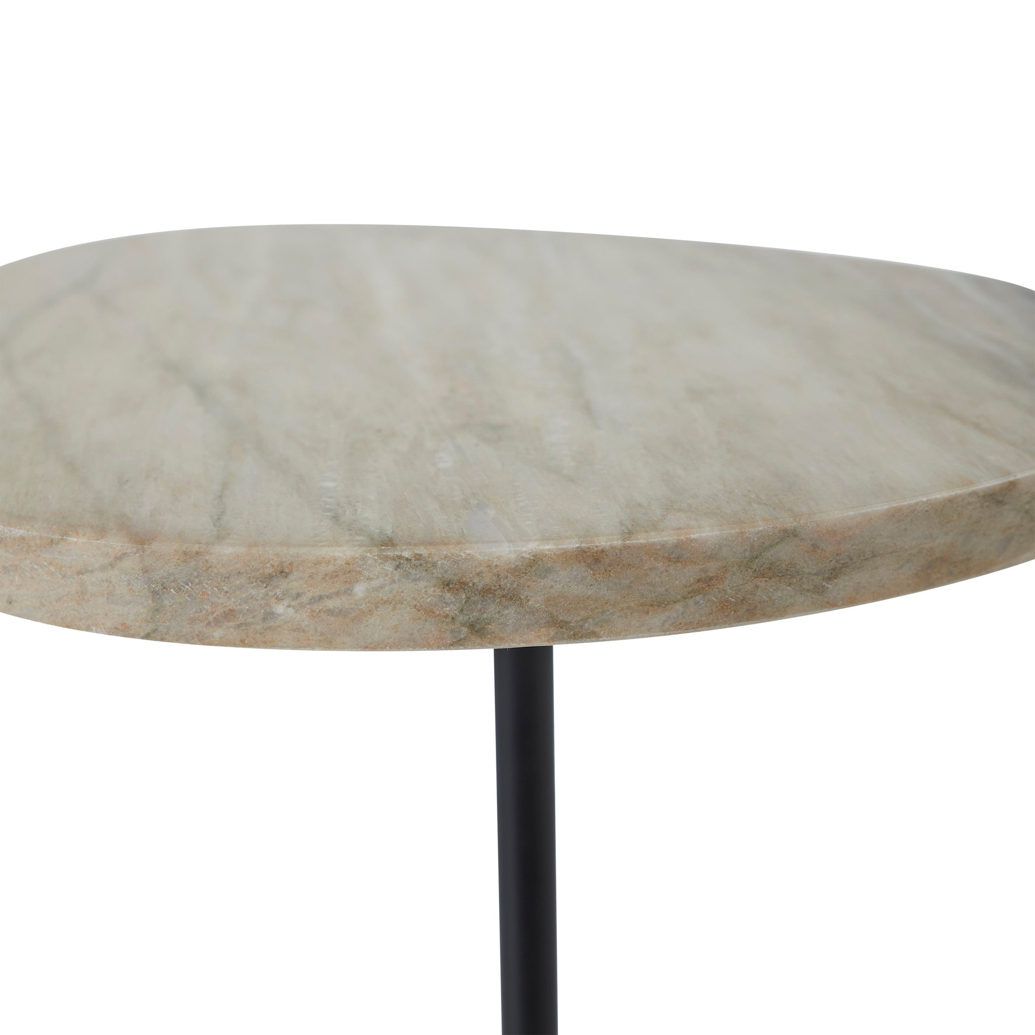 Close-up of Bethany Side Table's marble top, showcasing its unique texture and color.