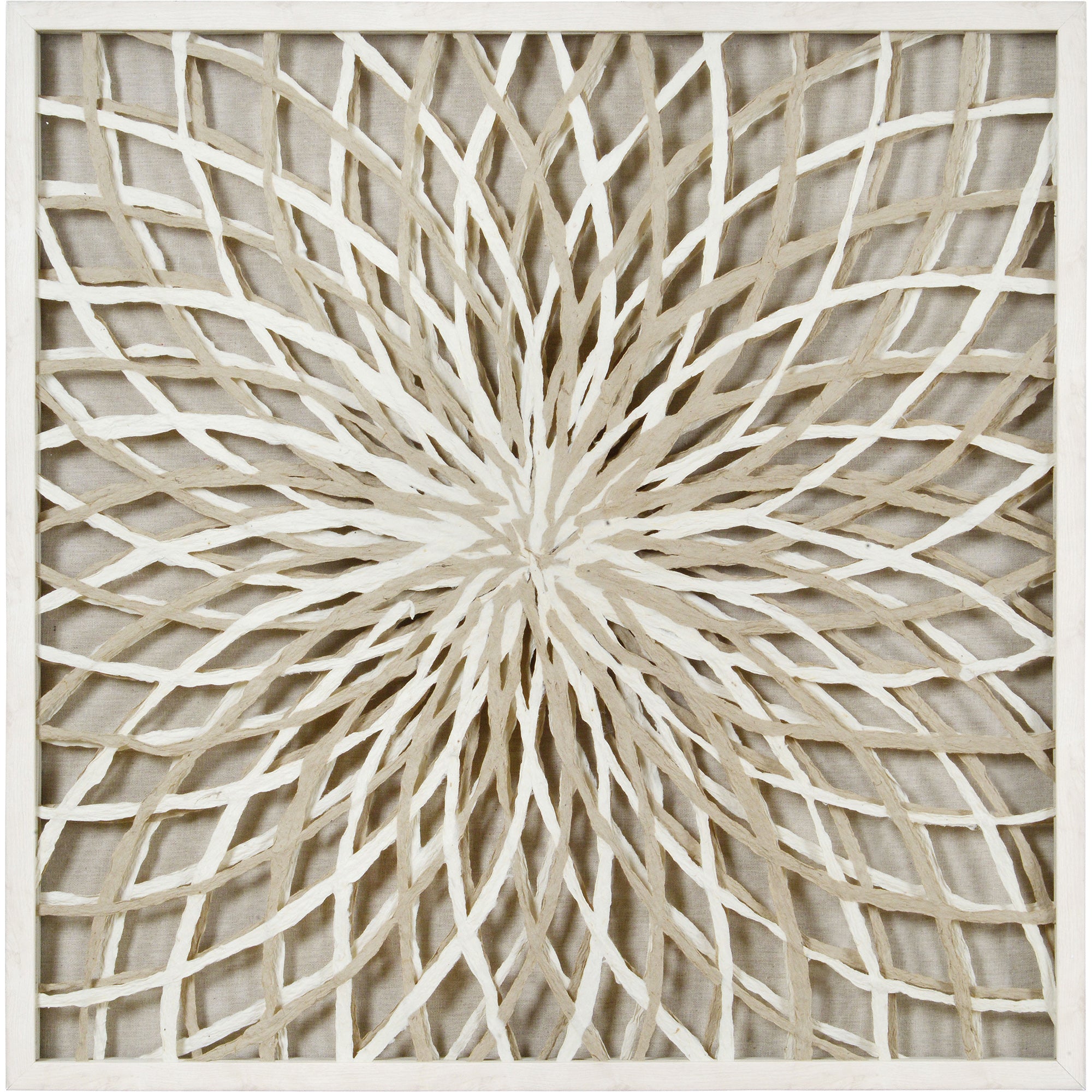 Cocktail wall art featuring intricate white and beige woven design on a textured background.