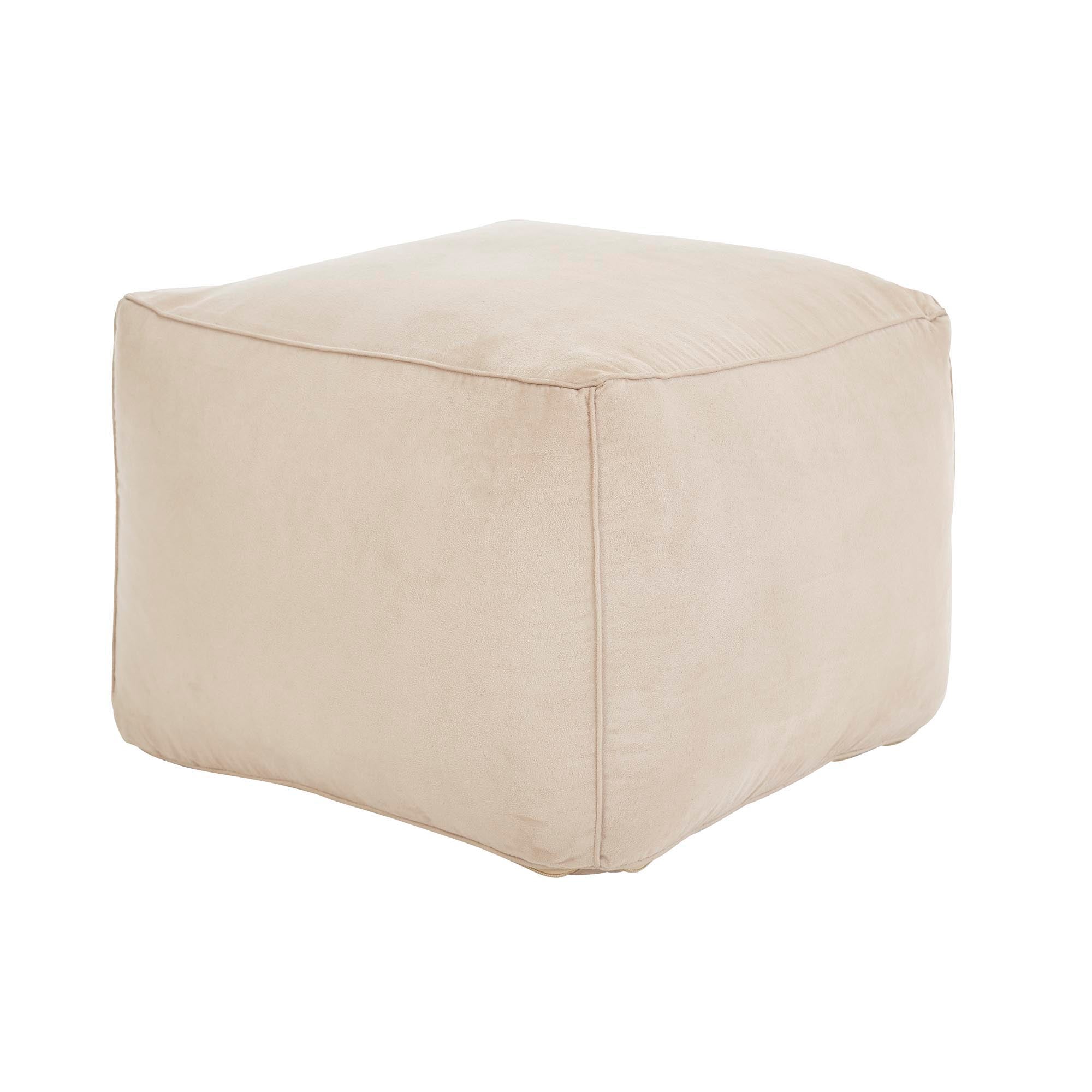 Bundle Pouf in light beige, showcasing a plush square design with rounded edges.