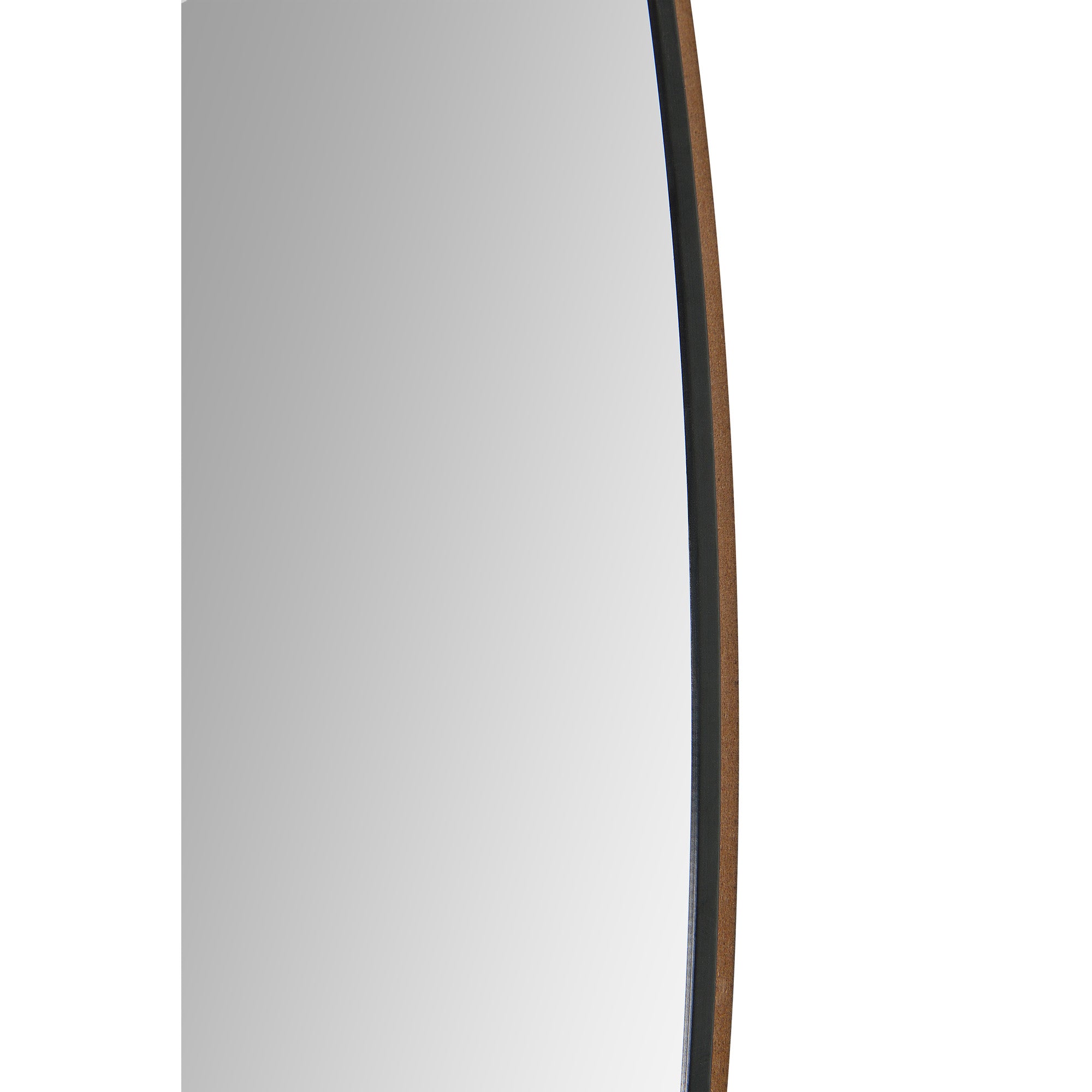 Side view of the Zachary Wall Mirror displaying its curved edge and wooden frame detail.