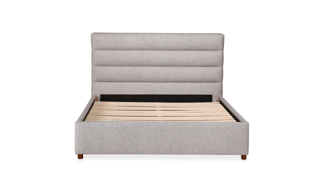 angle view of Takio King Bed Light Grey luxury Beds & Bed Fram