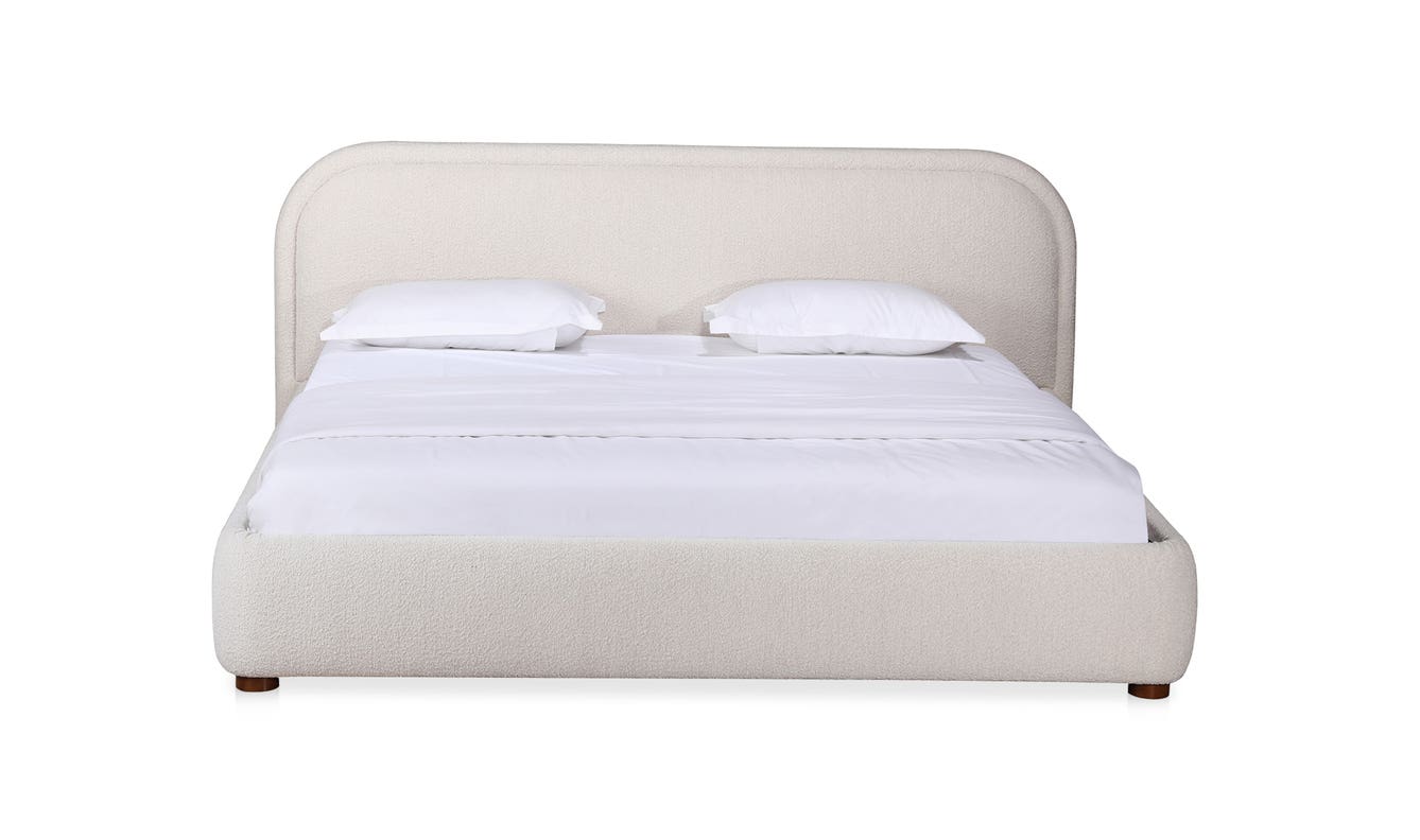 lifestyle view of Colin King Bed Beige luxury Beds & Bed Fram