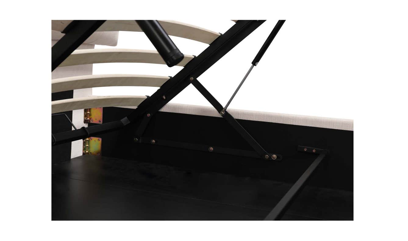 lifestyle view of Sebastion Queen Storage Bed Cream luxury Beds & Bed Fram