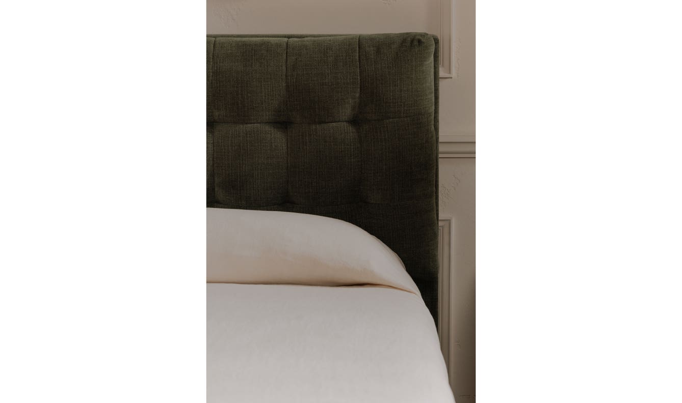 lifestyle view of Sebastion Queen Storage Bed Green luxury Beds & Bed Fram