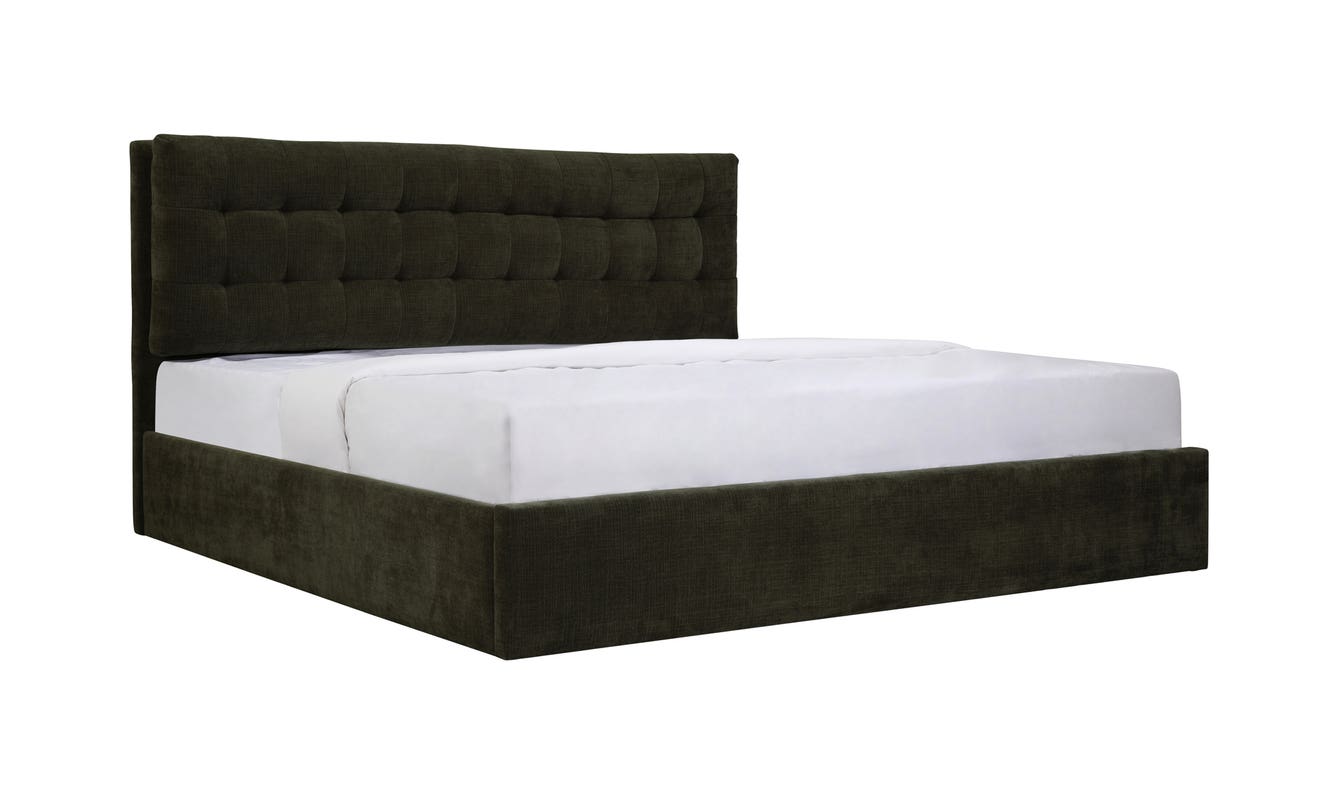 lifestyle view of Sebastion Queen Storage Bed Green luxury Beds & Bed Fram