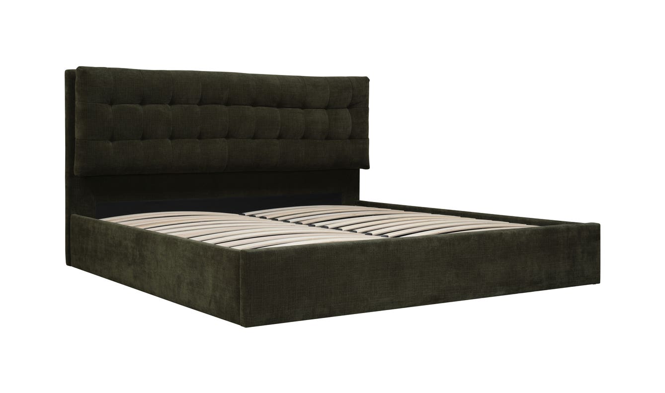 lifestyle view of Sebastion Queen Storage Bed Green luxury Beds & Bed Fram