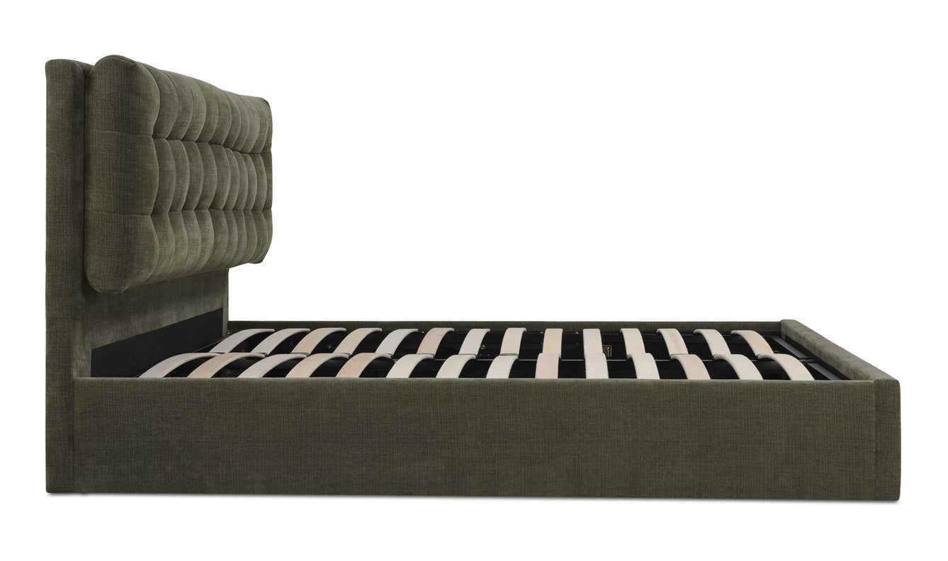 lifestyle view of Sebastion Queen Storage Bed Green luxury Beds & Bed Fram