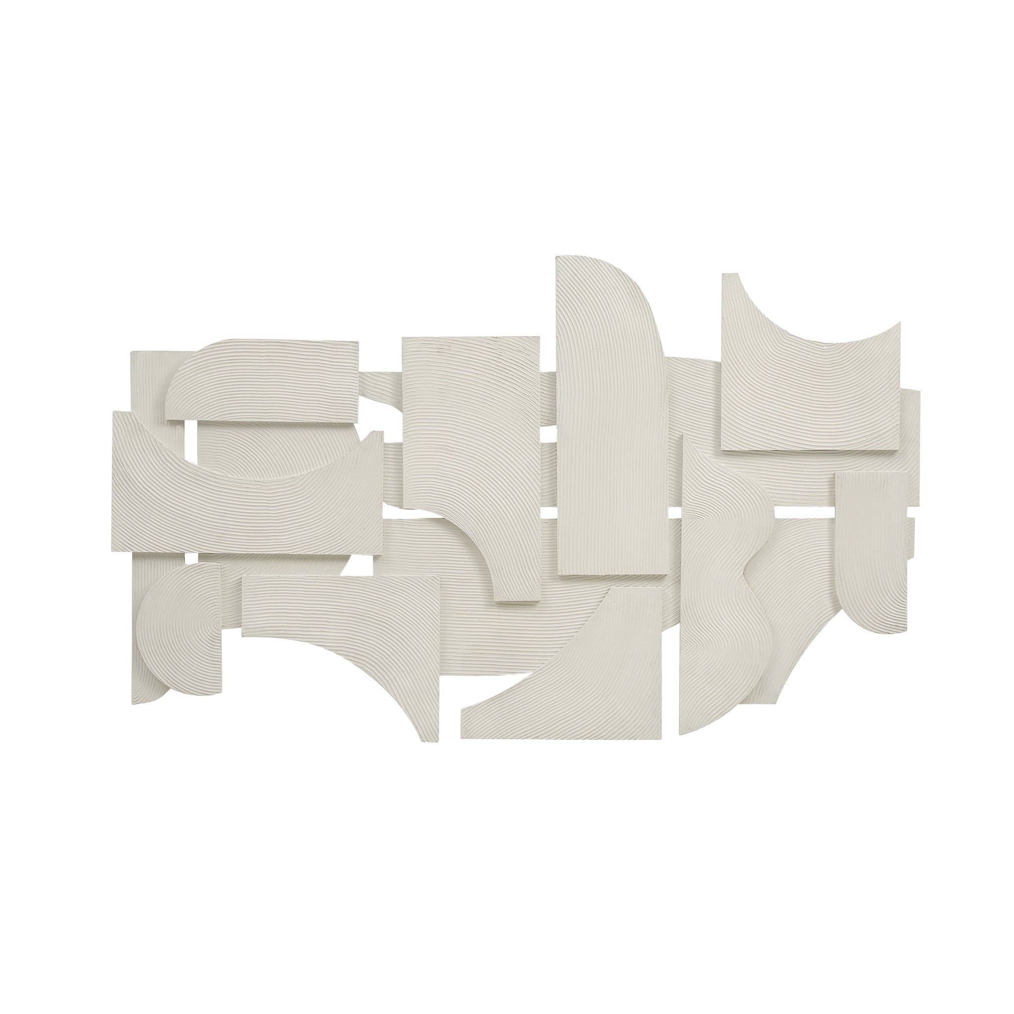 Morpho wall art featuring abstract white shapes with textured lines