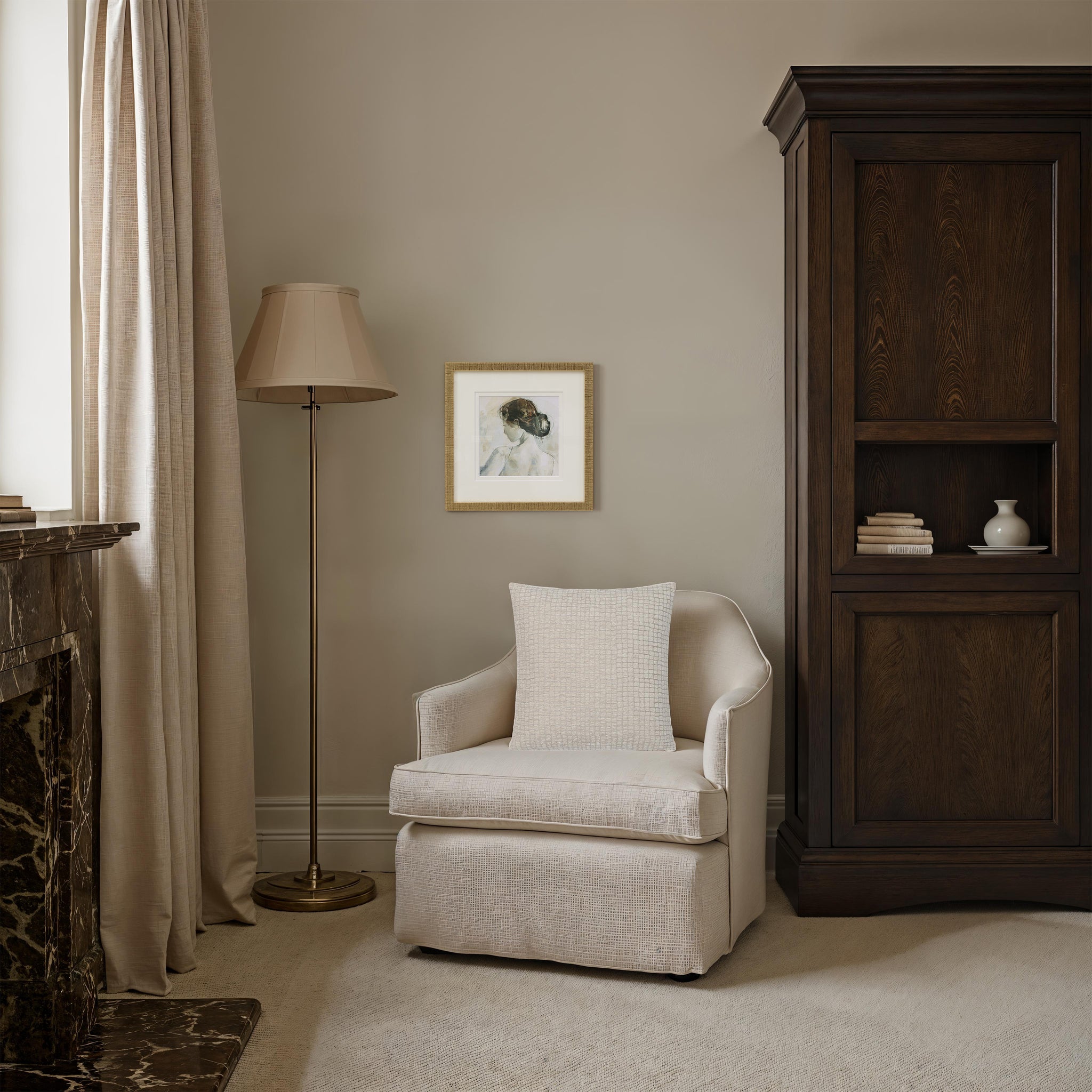Lizzy pillow by Renwil on a cozy armchair in a softly decorated room
