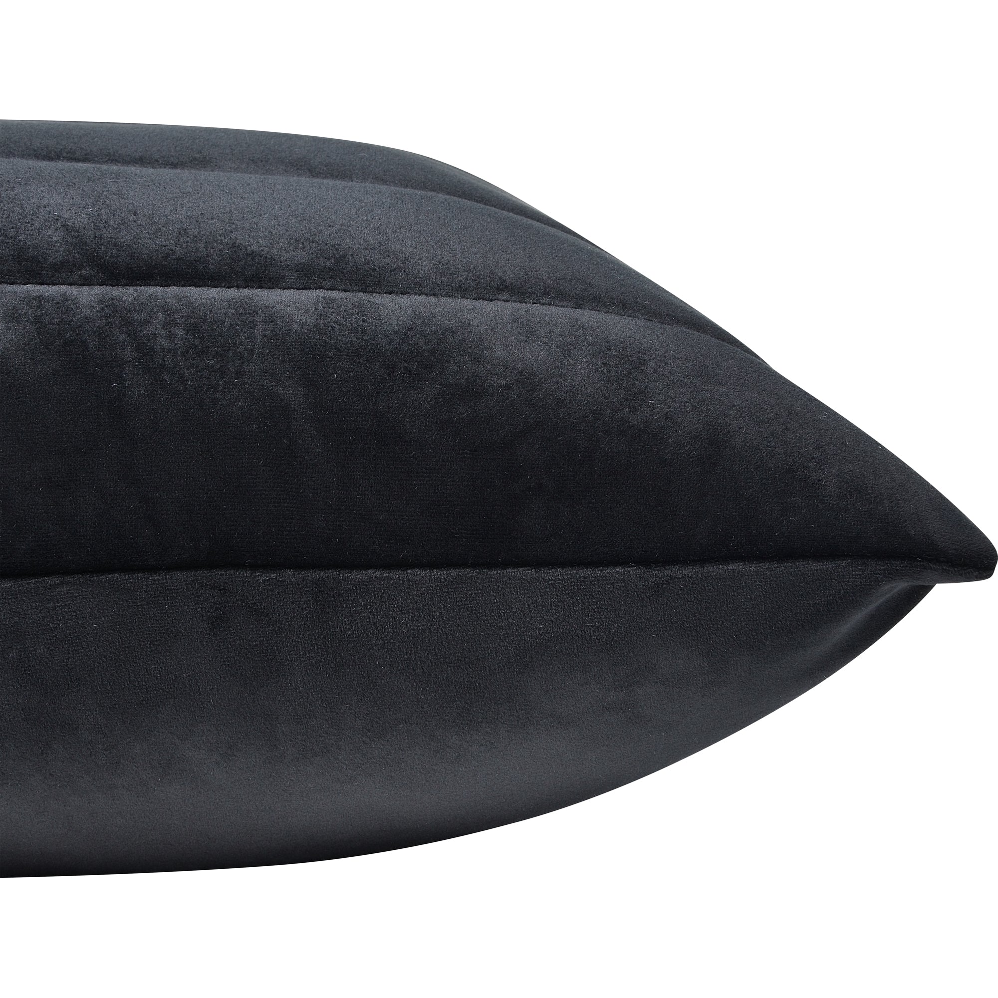 Detailed side view of Chatra Indoor Pillow in dark gray with smooth finish