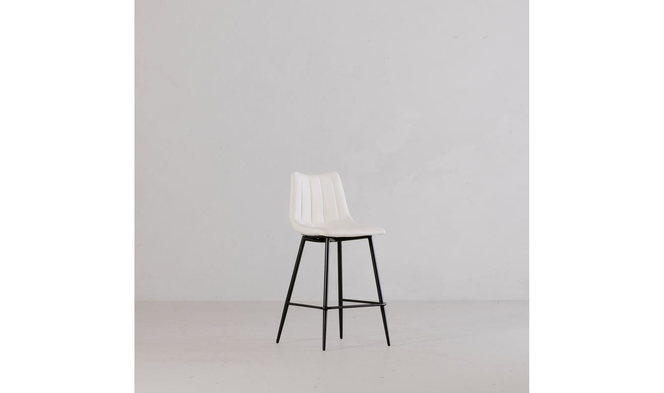 angle view of Alibi Counter Stool Ivory Set of Two luxury Table & Bar Stool