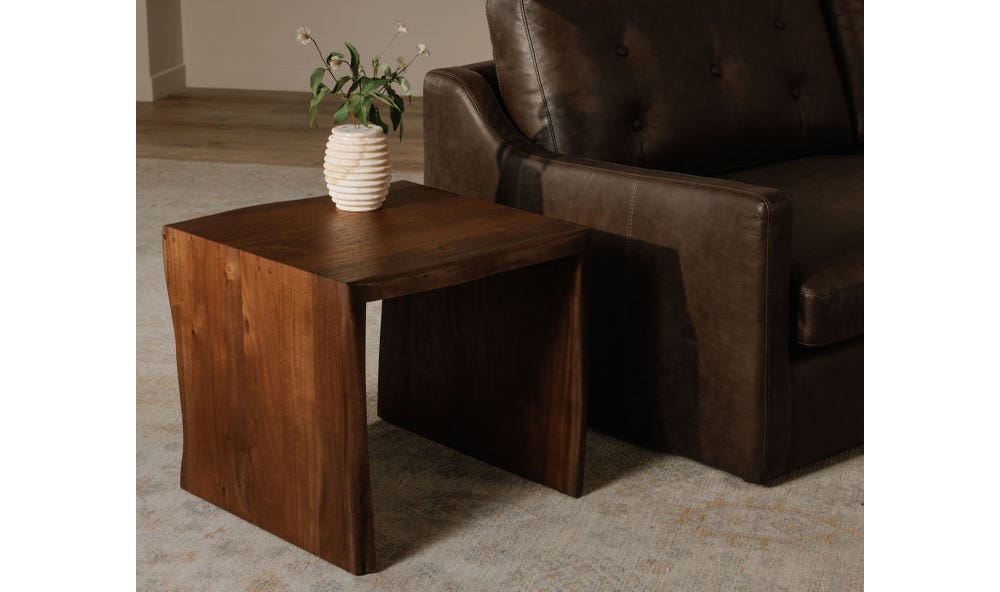 angle view of Tyrell Side Table Natural Stain luxury Accent Table
