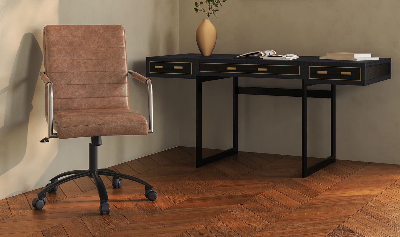 angle view of Mako Desk Black luxury Desk