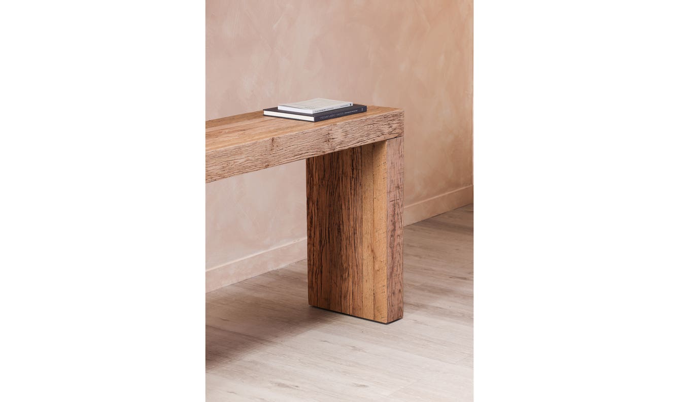 angle view of Evander Console Table Natural luxury Coffee Table