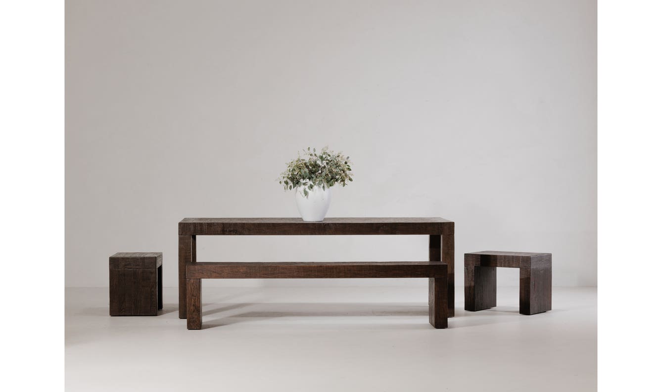 angle view of Evander Dining Stool Rustic Brown luxury Step Stool