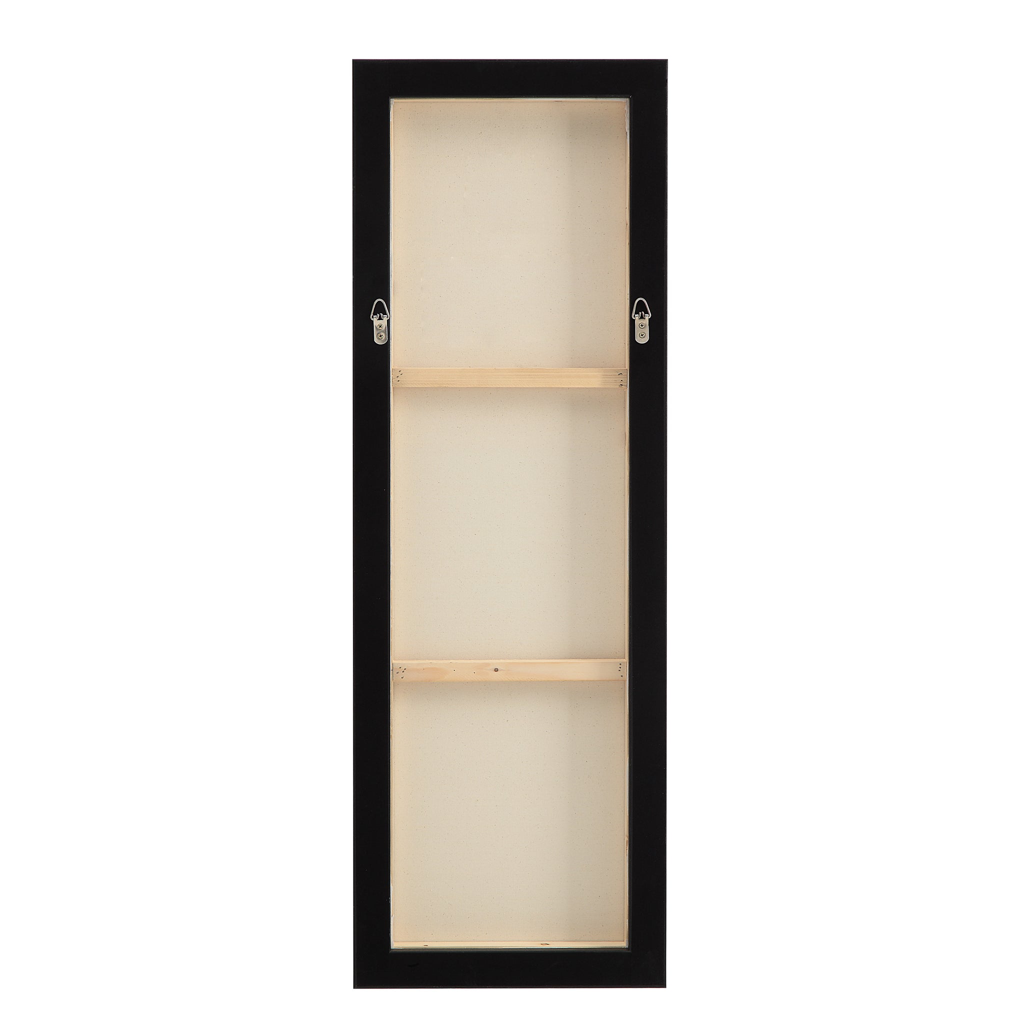 Back view of Spica canvas art showing the wooden support and black frame.