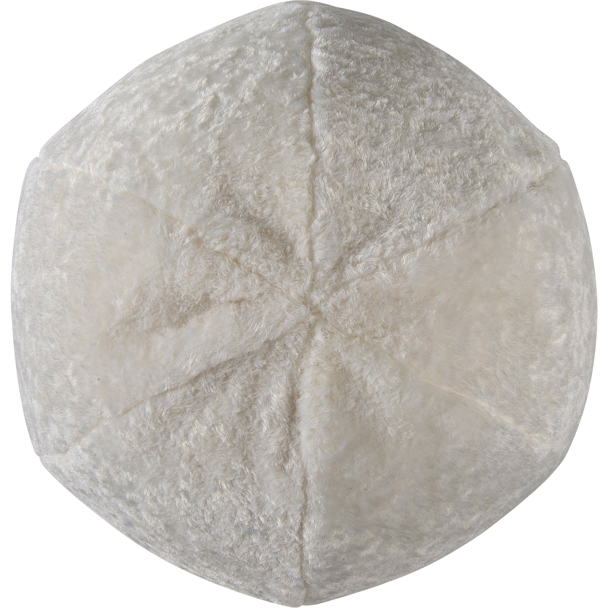 Freddie Indoor Pillow viewed from above, displaying its round shape and plush cream fabric.