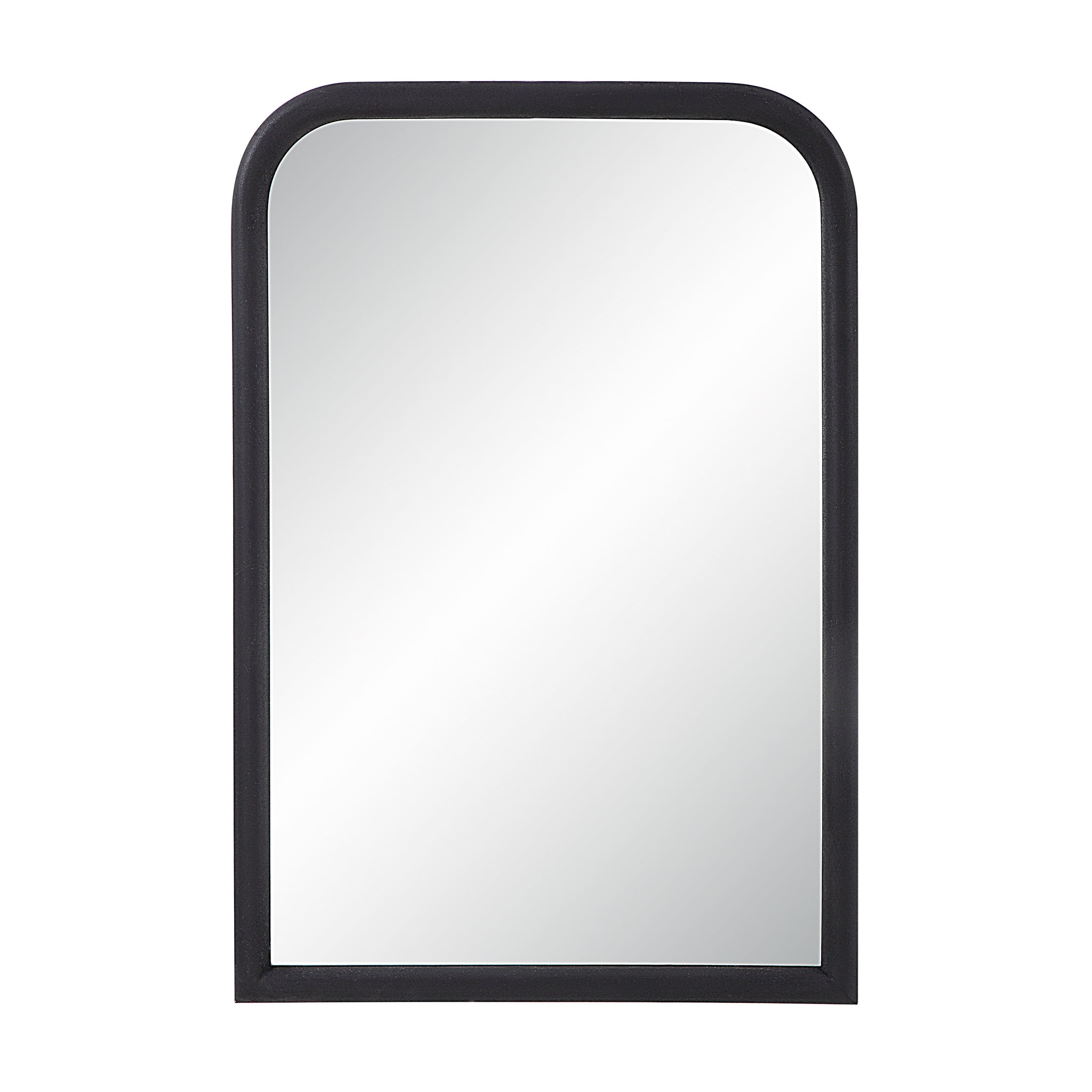 Dovima Wall Mirror with a black frame, featuring a smooth, rounded top edge.