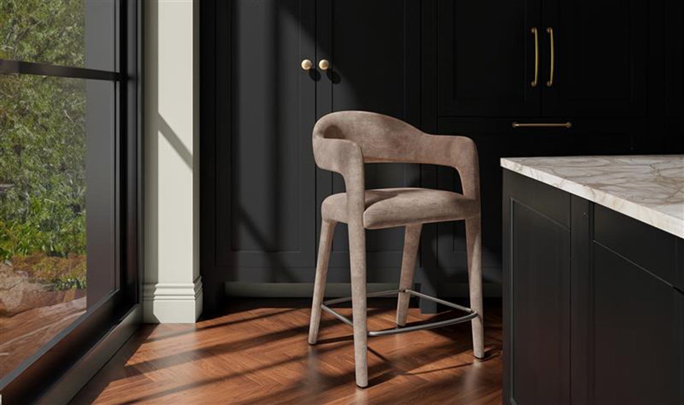 angle view of Martens Counter Stool Camel luxury Chair